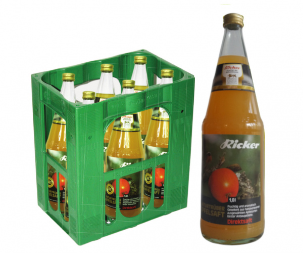 Ricker Apfeldirektsaft naturtrüb 6x1,0 Liter Kiste inkl. Pfand