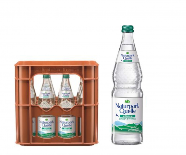 Naturparkquelle medium, Glas 12x0,7 Liter inkl. Pfand